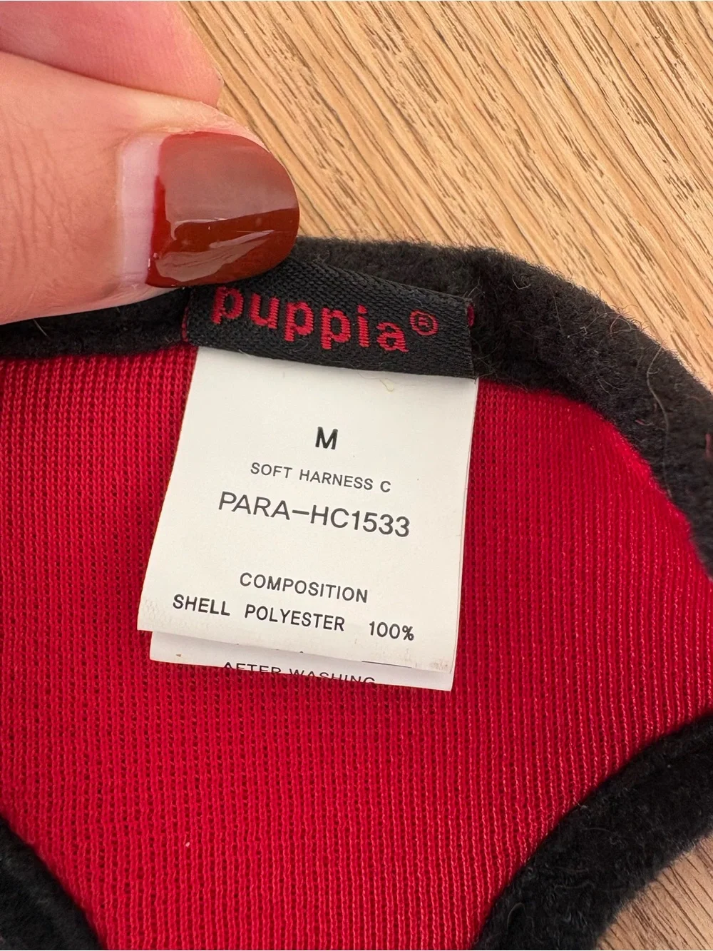 Puppia Red and Black Breathable Soft Harness C